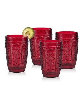 Fitz and Floyd Trestle 12-oz Highball Glasses 4-Piece Set