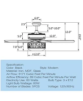52'' Ceiling Fan W/Light Reversible Blade Adjustable Speed Remote Control