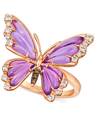 Le Vian Grape Amethyst (2-5/8 ct. t.w.) & Diamond (1/4 Butterfly Statement Ring 14k Rose Gold