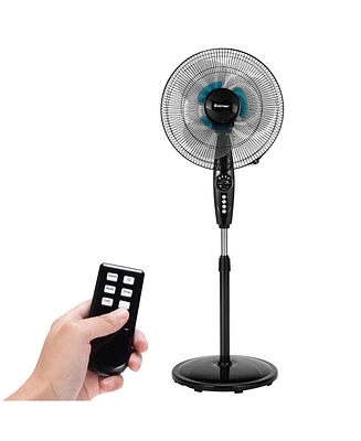 16'' Adjustable Oscillating Pedestal Fan Dual Blades w/Remote Control