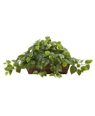 Nearly Natural Pothos Artificial Plant in Ledge Basket