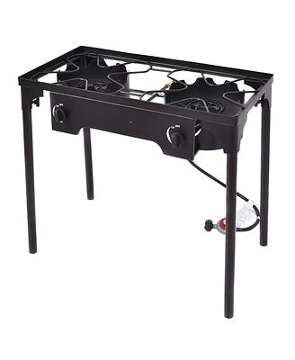 Double Burner Gas Propane Cooker Outdoor Camping Picnic Bbq Grill
