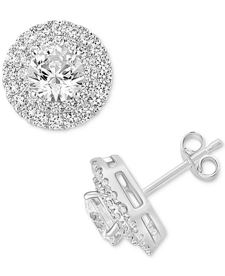 Diamond Double Halo Stud Earrings (2-1/4 ct. t.w.) in 14k White Gold