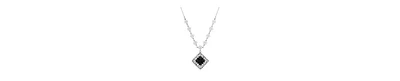 2028 Glass Square Black Stone Necklace