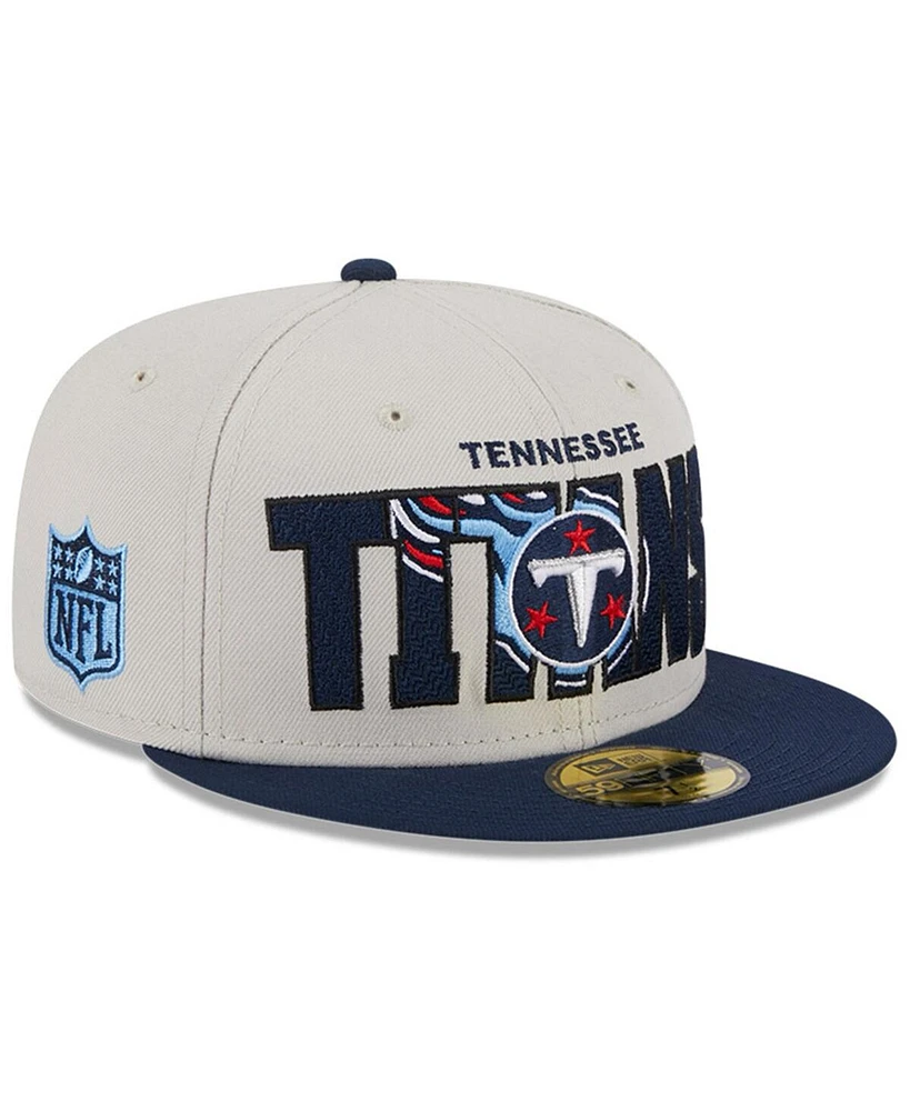 Men's New Era Stone, Navy Tennessee Titans 2023 Nfl Draft On Stage 59FIFTY Fitted Hat
