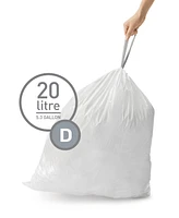 simplehuman Code D 100pk Custom Fit Liners with 5 Quick Dispense Packs, 20L Kitchen Trash Bag Liners
