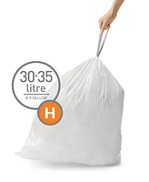 simplehuman Code H 100pk Custom Fit Liners with 5 Quick Dispense Packs, 30-35L Kitchen Trash Bag Liners
