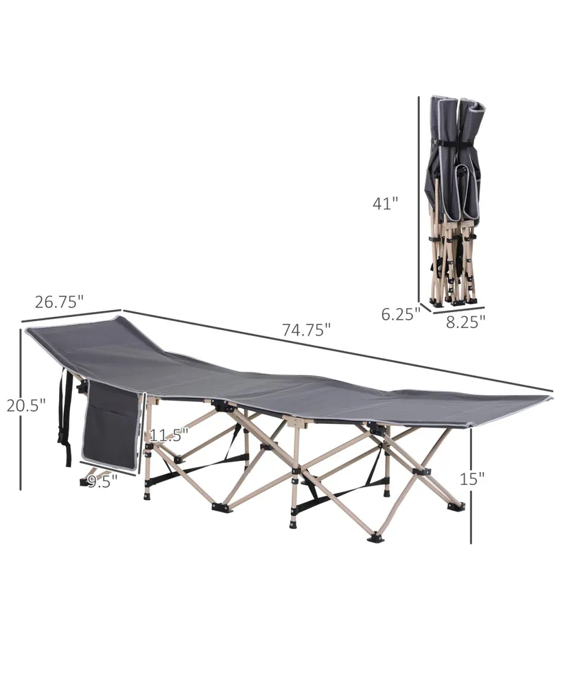 Outsunny Folding Camping Cot, Outdoor Portable Camping Sleeping Bed,
