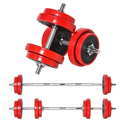 Soozier Barbell Dumbbells 2-in-1 Combo Free Weight Set, 44 lbs.