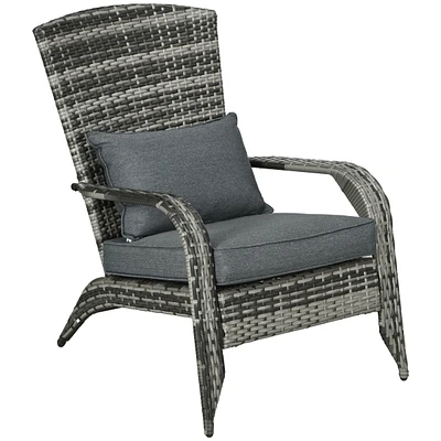 Outsunny Patio Wicker Adirondack Chair with Soft Cushions,