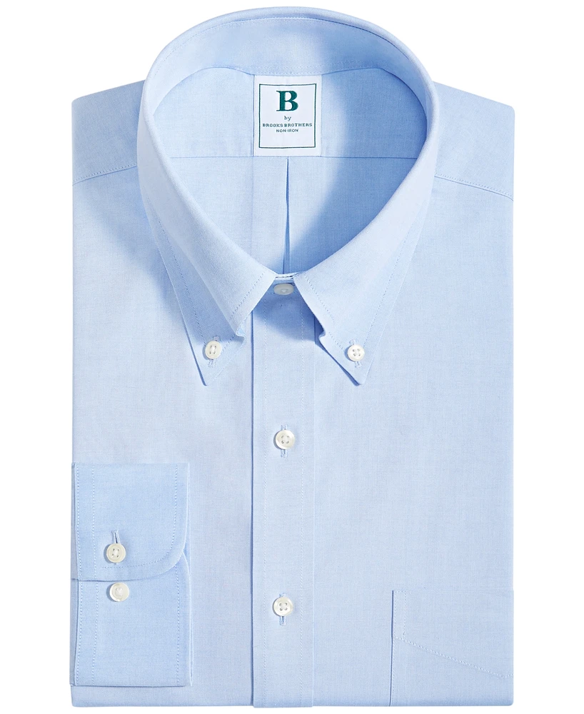 Men's Regular Fit Non-Iron Polo Button-Down Collar Solid Pinpoint Dress Shirt