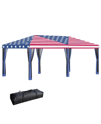 Outsunny Outdoor 10' x 20' Patio Gazebo Outdoor Pop-Up Canopy with Sidewalls, 6 Mesh Walls for Party, Events, Backyard, Lawn