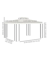 Outsunny 13' x 10' Patio Gazebo Outdoor Canopy Shelter with Double Vented Roof, Steel Frame for Lawn Backyard and Deck, Cream White