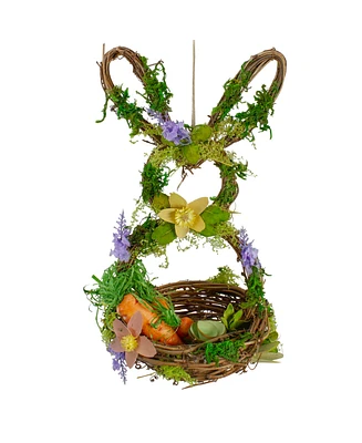 14.5" Brown and Green Artificial Floral Bunny Shaped Basket