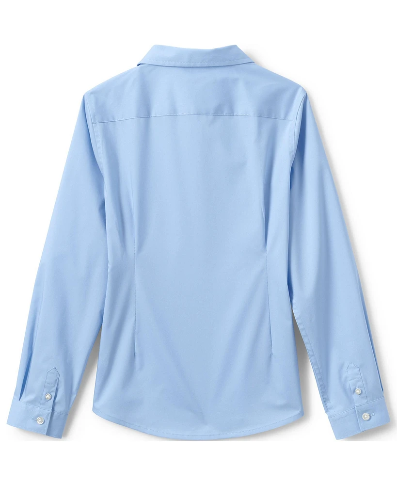Lands' End Big Girls No Gape Long Sleeve Stretch Shirt