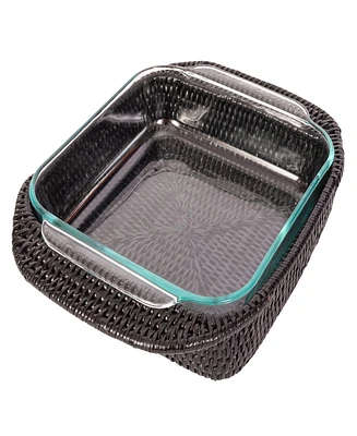 Artifacts Trading Company Rattan Square Baker Basket with Pyrex