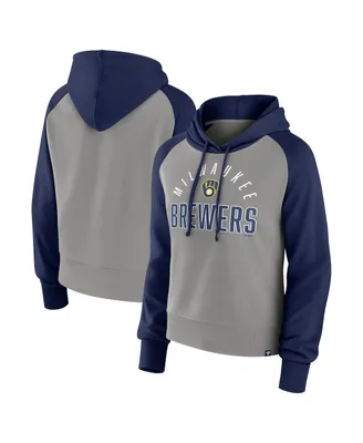 Women's Fanatics Navy, Gray Milwaukee Brewers Pop Fly Pullover Hoodie