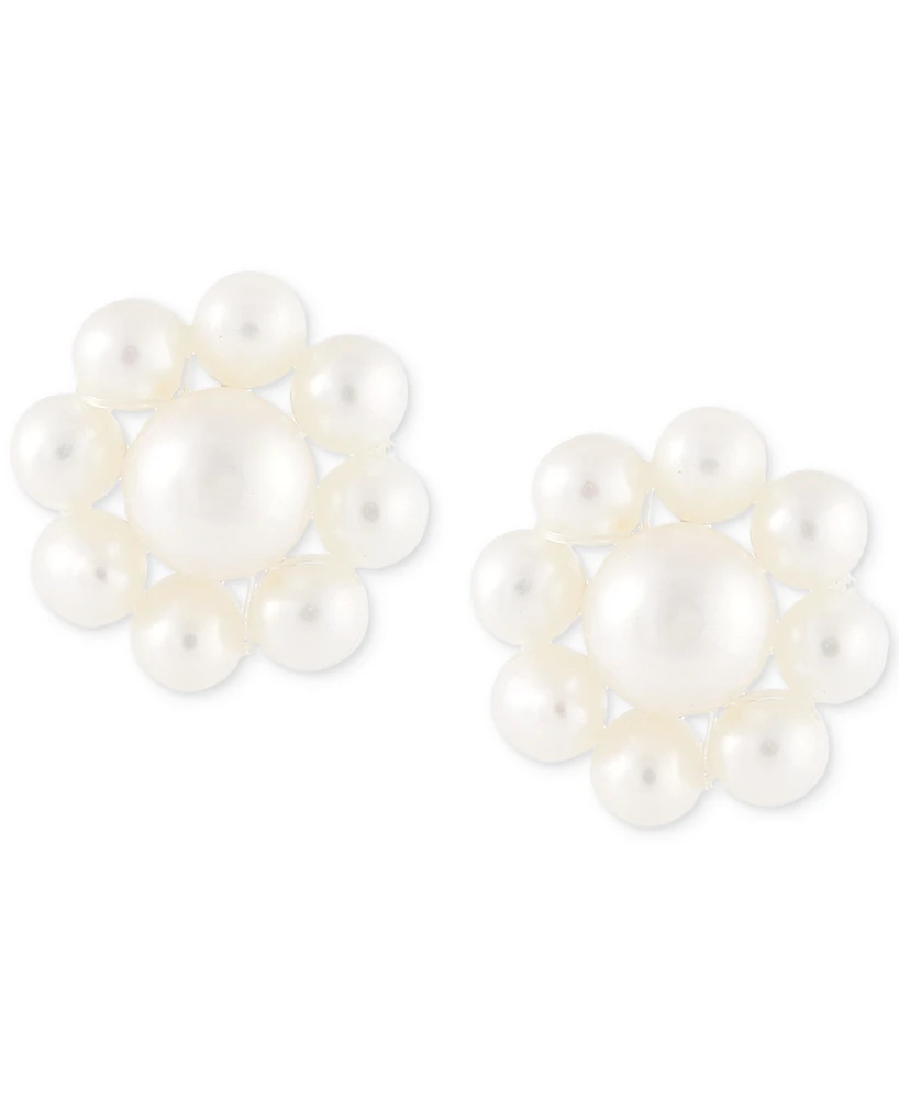 Cultured Freshwater Pearl (2-3/4 - 4-1/2mm) Flower Stud Earrings in 14K Gold