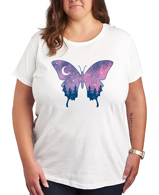 Hybrid Apparel Trendy Plus Cosmic Butterfly Graphic T-shirt