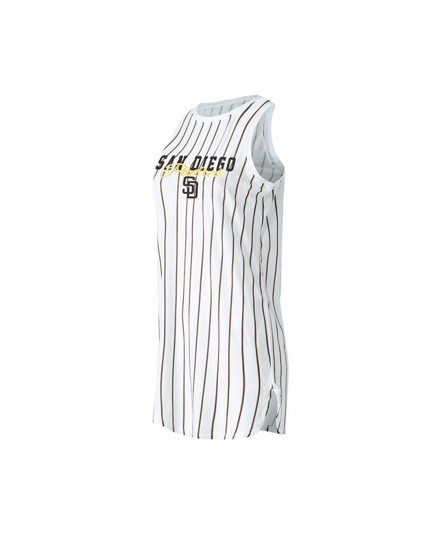 Women's Concepts Sport White San Diego Padres Reel Pinstripe Knit Sleeveless Nightshirt