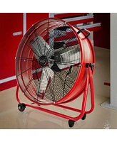 Vie Air 24 Inch Commercial Floor Drum Fan in Red