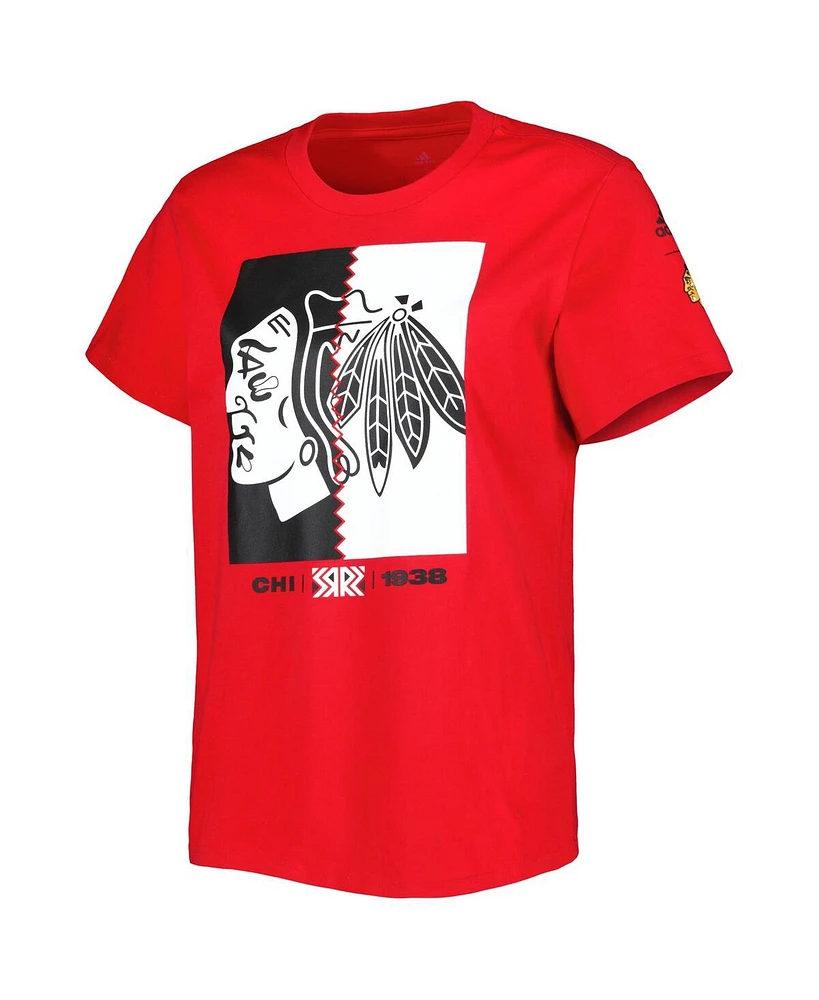 Women's adidas Red Chicago Blackhawks Reverse Retro Fresh T-shirt