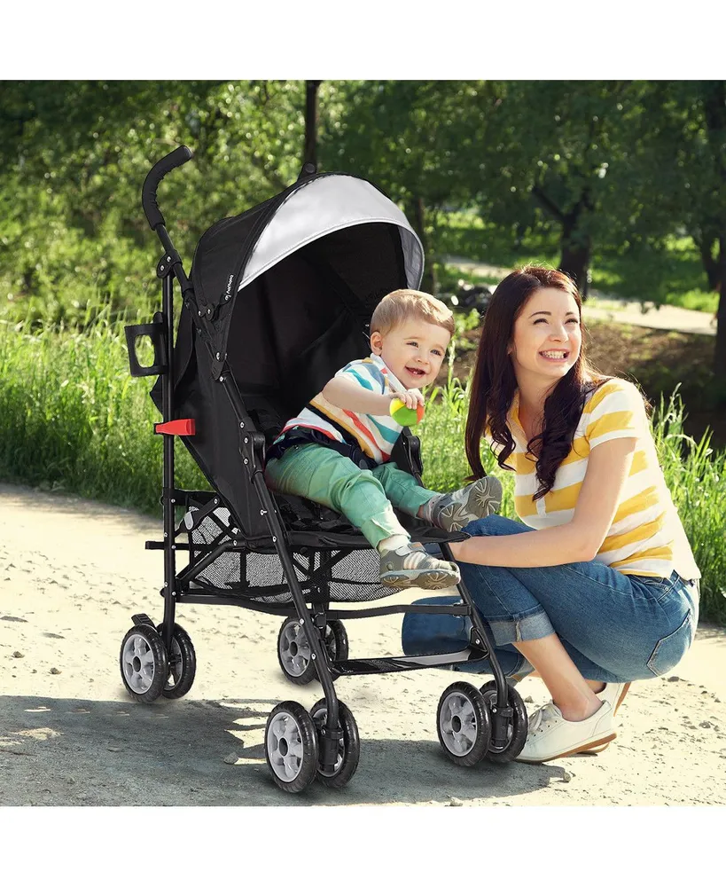 Costway Toddler Folding Lightweight Umbrella Travel Stroller w/ Storage Basket