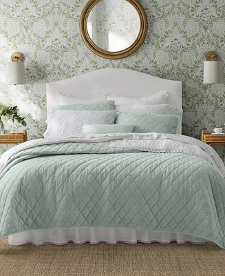 Laura Ashley Solid Velvet Diamond Stitch 4 Piece Quilt Set, King