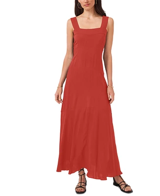 Vince Camuto Women's Challis Square-Neck Smocked-Back Sleeveless Maxi Dress