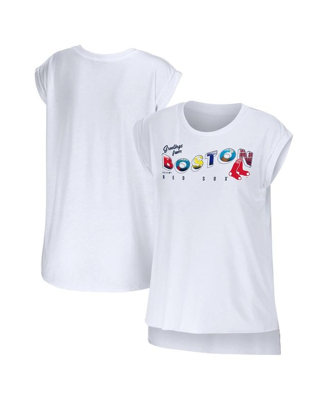 Women's Wear by Erin Andrews White Boston Red Sox Greetings From T-shirt