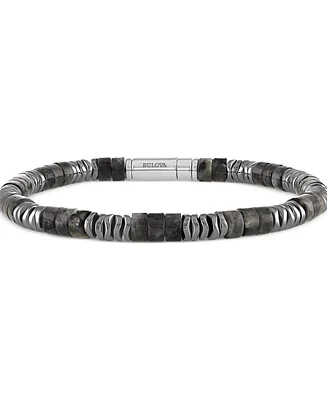 Bulova Men's Marine Star Beaded Bracelet in Sterling Silver