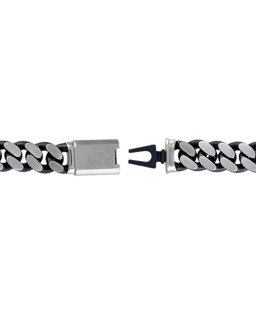 Bulova Men's Classic Curb Chain Bracelet in Blue-Plated Stainless Steel