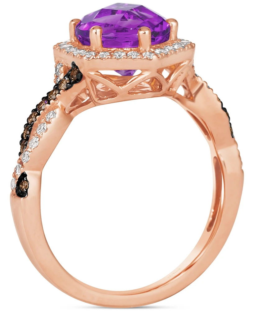 Le Vian Grape Amethyst (1-3/4 ct. t.w.) & Diamond (3/8 Halo Twist Ring 14k Rose Gold (Also Deep Sea Blue Topaz)
