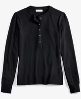 On 34th Women's Ribbed Long-Sleeve Henley Top