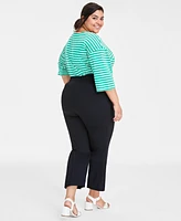 On 34th Trendy Plus Size Ponte Kick-Flare Ankle Pants, Regular and Short Length, Created for Macy's