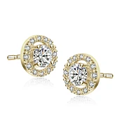 Cubic Zirconia Elegant Halo Stud Earrings