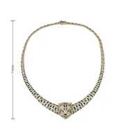Glamorous 14K Gold Plated Necklace with Cubic Zirconia Leopard Design
