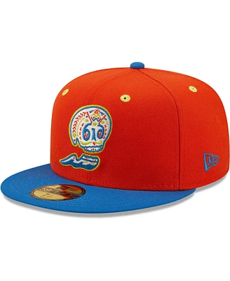 Men's New Era Orange, Blue Calaveras De West Michigan Copa La Diversion 59FIFTY Fitted Hat