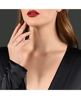 Ra Young Adults/Teens 14k Yellow Gold Plated with Baguette Cubic Zirconia Solitaire White Enamel Slim Stacking Ring