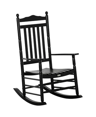 Outsunny Wooden Rocking Chair for Porch, Indoor/Outdoor