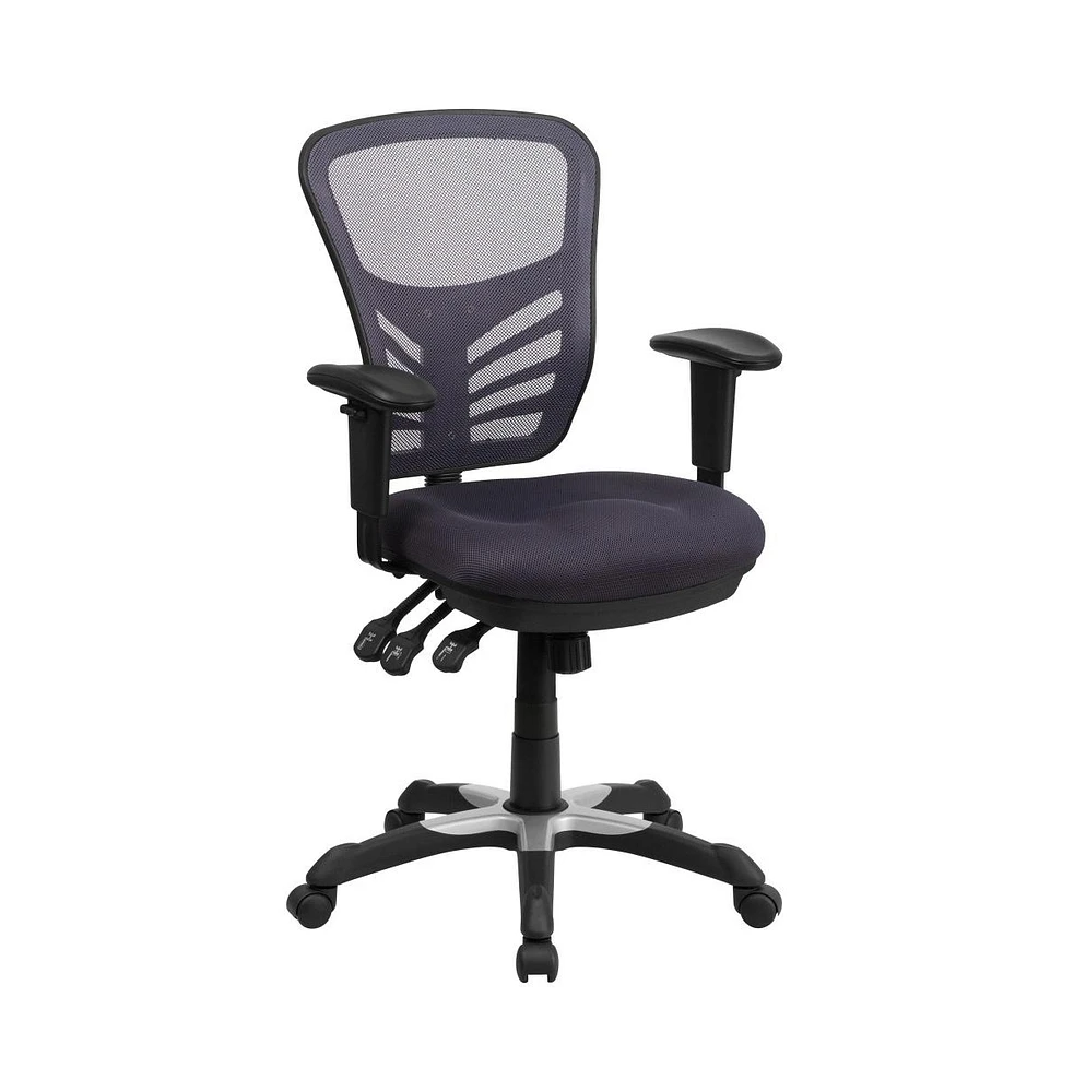 Mid-Back Mesh Triple Paddle Swivel Ergonomic Office Chair With Adjustable Arms