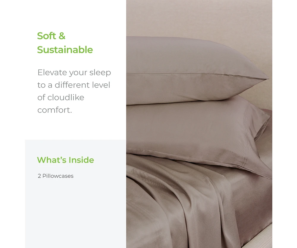 Cariloha Classic 2-Piece Twill Pillowcase Set | Tahitian Breeze Standard Viscose Material Allergy Resistant, Thermal-Regulating & Extra soft