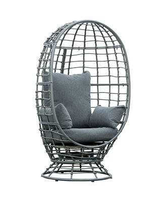 Outsunny Outdoor Wicker Egg Chair with Cushions and Swivel Seat,
