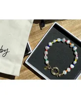 Joey Baby 18K Gold Plated Freshwater Pearls with Colored Glass Beads