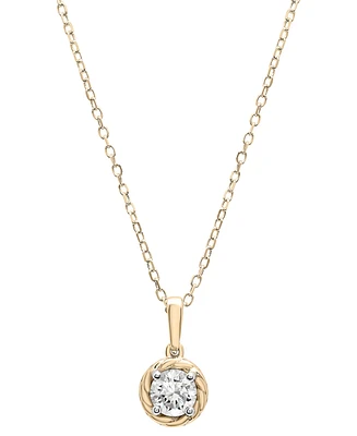 Diamond Knot-Frame Solitaire Pendant Necklace (1/3 ct. t.w.) in 14k Gold, 15" + 3" extender