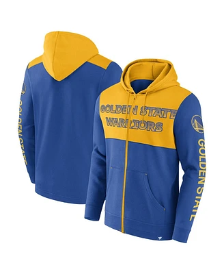 Men's Fanatics Royal, Gold Golden State Warriors Skyhook Colorblock Full-Zip Hoodie