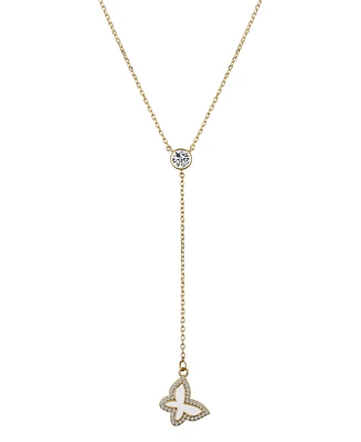 Unwritten Cubic Zirconia 14K Gold Flash Plated Butterfly Y-Necklace