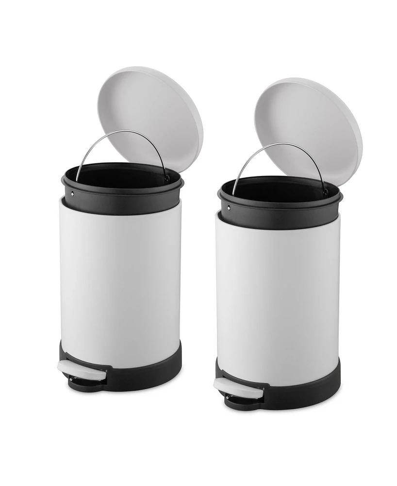QualiaZero Two 1.6 Gallon Round Step On Trash Can Set, 2 Pieces, Twin Pack