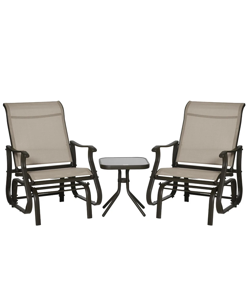 Outsunny 3pc Outdoor Gliding Chairs with Tea Table Set