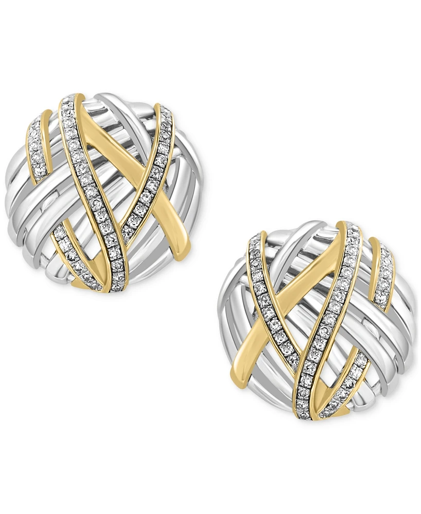 Effy Diamond Intertwining Stud Earrings (1/3 ct. t.w.) in Sterling Silver & 14k Gold-Plate